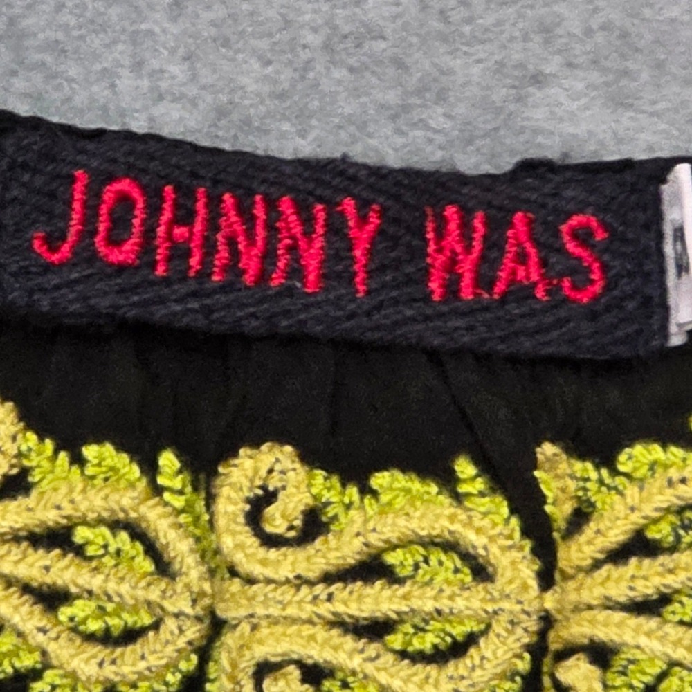 Johnny Was Blouse Women S Black Floral Embroidered Boho Rayon Peasant Top - Picture 10 of 13